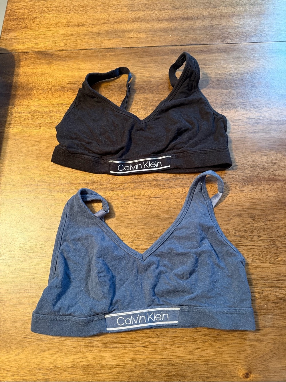 Calvin Klein Cotton Bralettes - Black & Charcoal Blue